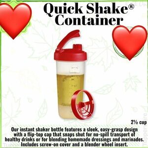 Tupperware Quick Shake Container - clear with red cover